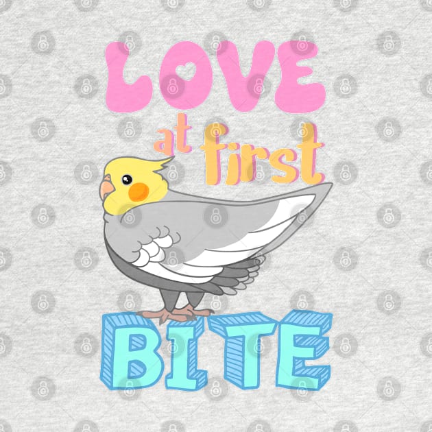 Love at first bite Cockatiel Funny Birb merch Parrot Kawaii by FandomizedRose